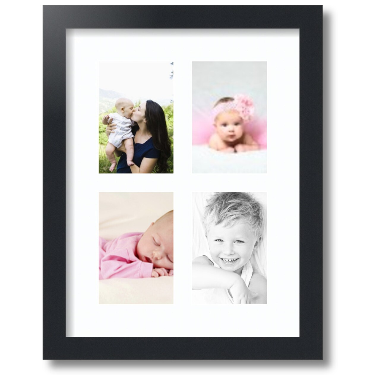 ArtToFrames Collage Photo Picture Frame with 4 - 4x6 inch Openings, Framed in Black with Over 62 Mat Color Options and Regular Glass (CSM-3926-2)